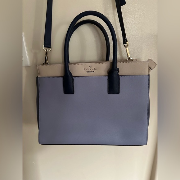 Kate Spade Cameron Satchel Crossbody Purple Blue Cream - Picture 6 of 14